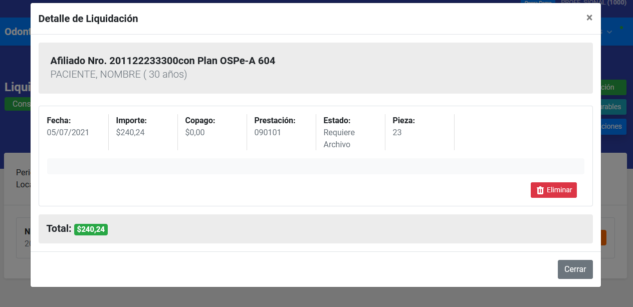 Vista detalle liquidacion