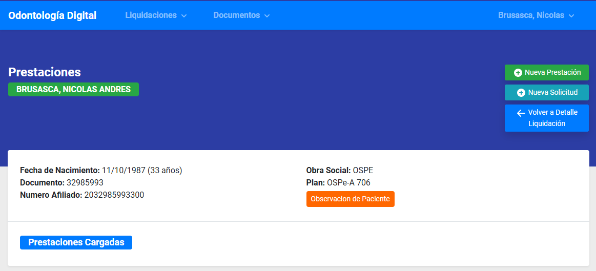 Prestaciones paciente
