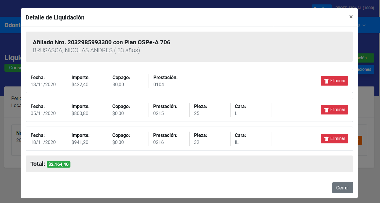 Vista rápida de prestaciones
