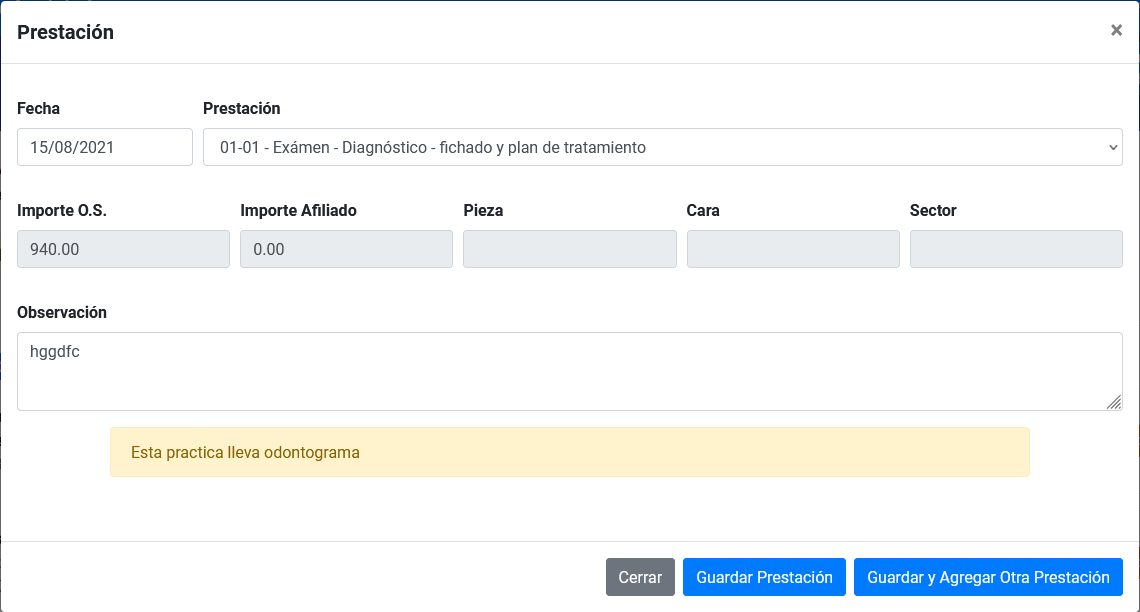 Liquidacion requiere odontograma