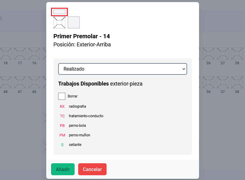 Posicion sobre pieza