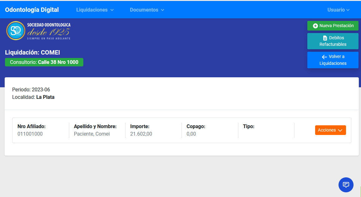 Vista detalle liquidacion