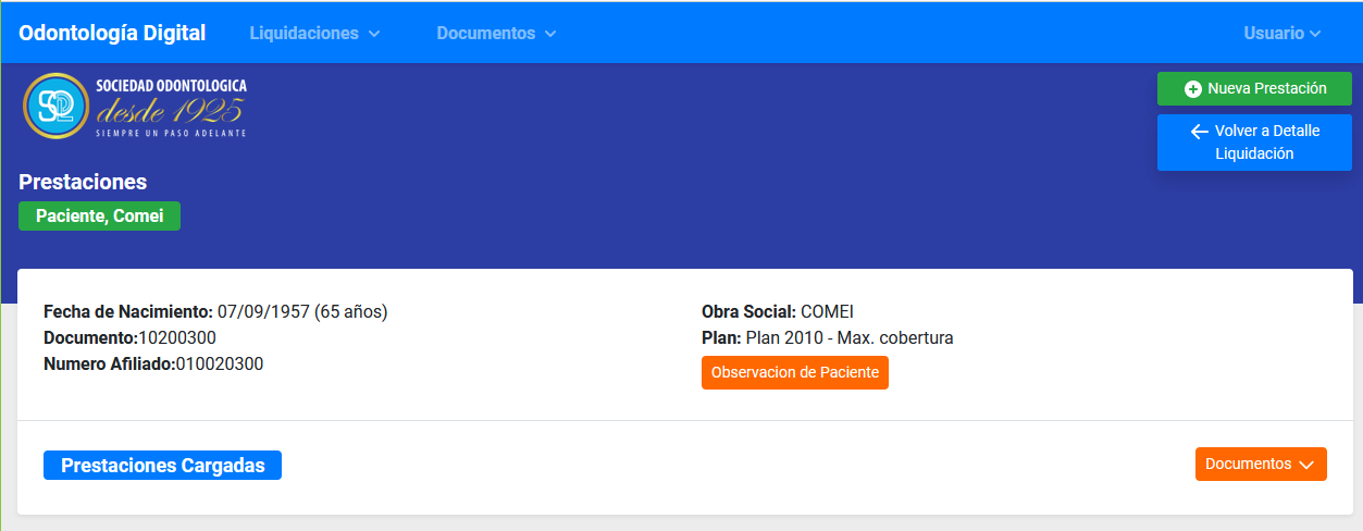 Prestaciones paciente
