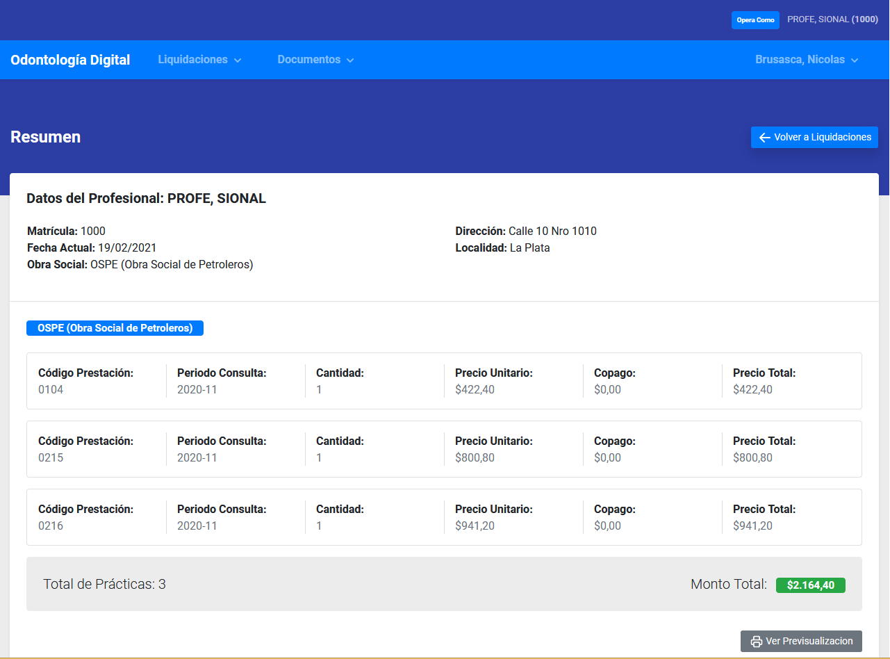 Resumen de liquidacion