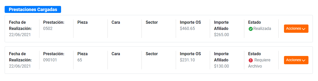 Prestacion que requiere archvio